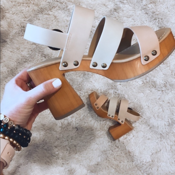 Light Blonde Multi Stacked Clog Sandals - Picture 3 of 4